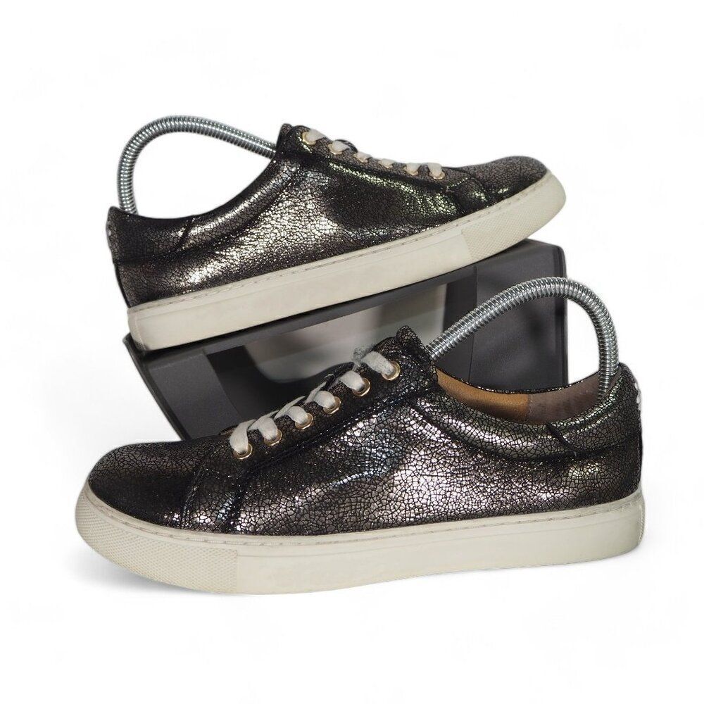 Jack Rogers Rory Metallic Casual‎ Sneakers Black / Silver Women's 8M